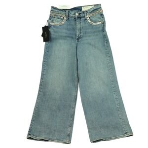 Rag & Bone Andi High Rise Ankle Wide Leg Jeans 26 Pacific Jewel NWT Bling